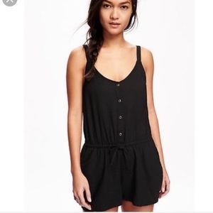 OLD NAVY Black Linen Blend Romper Sz L